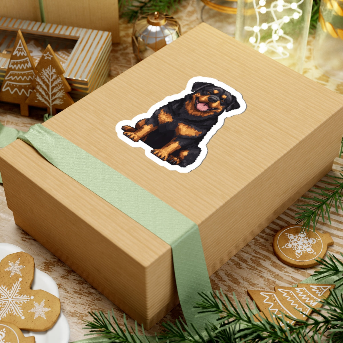 Happy Rottweiler Dog 4 inch Pixel Sticker
