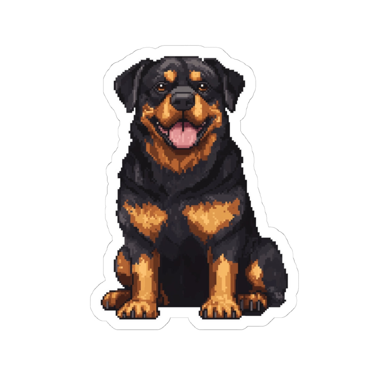 Happy Rottweiler Dog 4 inch Pixel Sticker