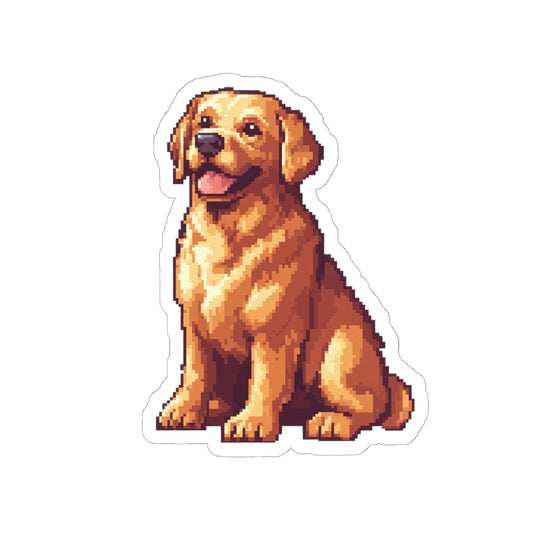 Awesome Golden Retriever Dog 4" Pixel Sticker